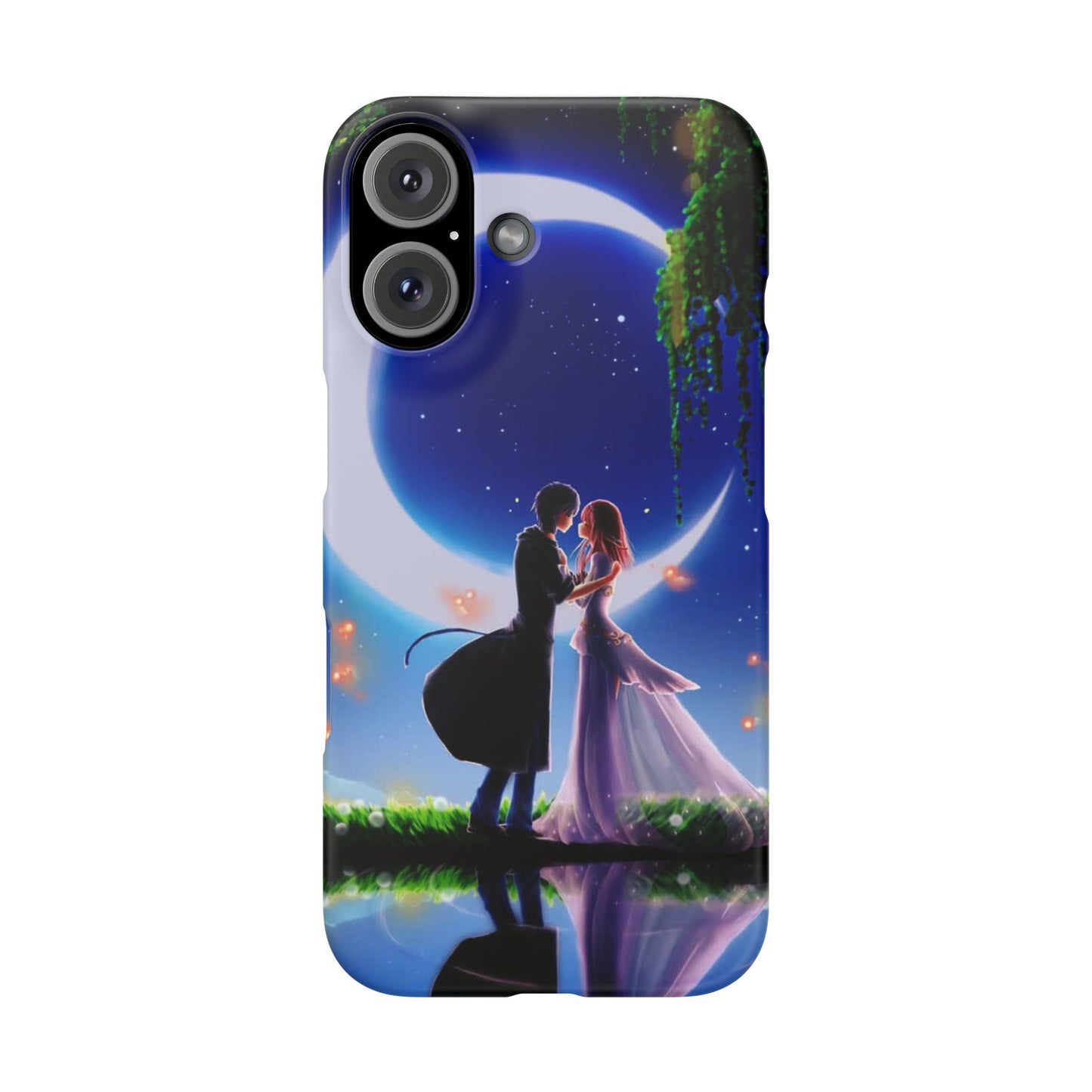 Moonlit Lovers Scene with Crescent Moon Case