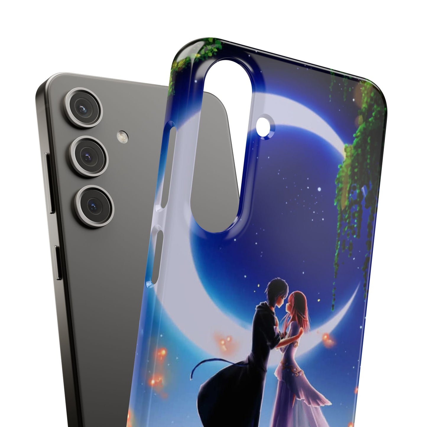 Moonlit Lovers Scene with Crescent Moon Case