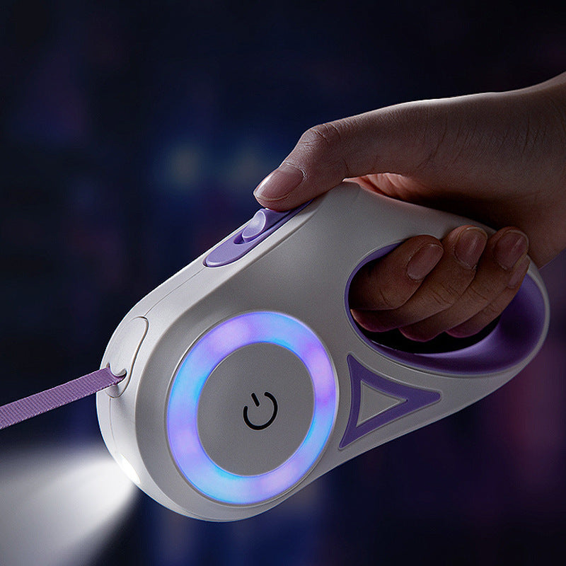 Retractable Leash With Automatic Recall and Spotlight For Safety