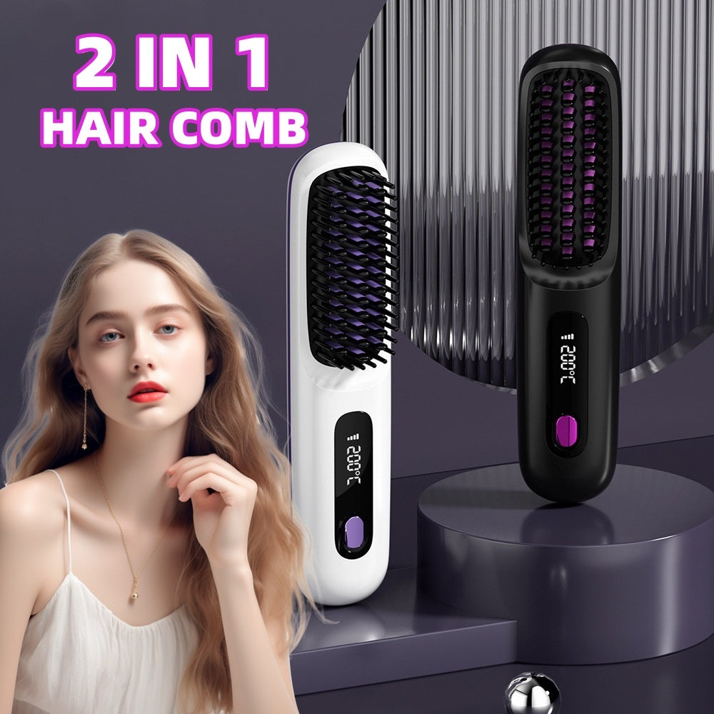 2 In 1 Hair Straightener Heated Brush