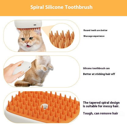 USB Rechargeable Pets Steam Groom Brush