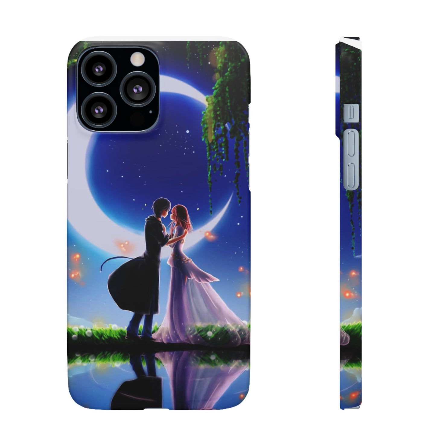 Moonlit Lovers Scene with Crescent Moon Case