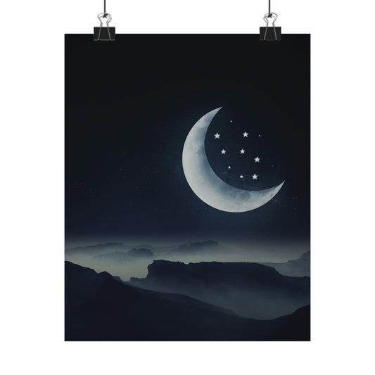 Posters - Moon and Star Matte Wall Art for Modern Living Spaces and Collectors