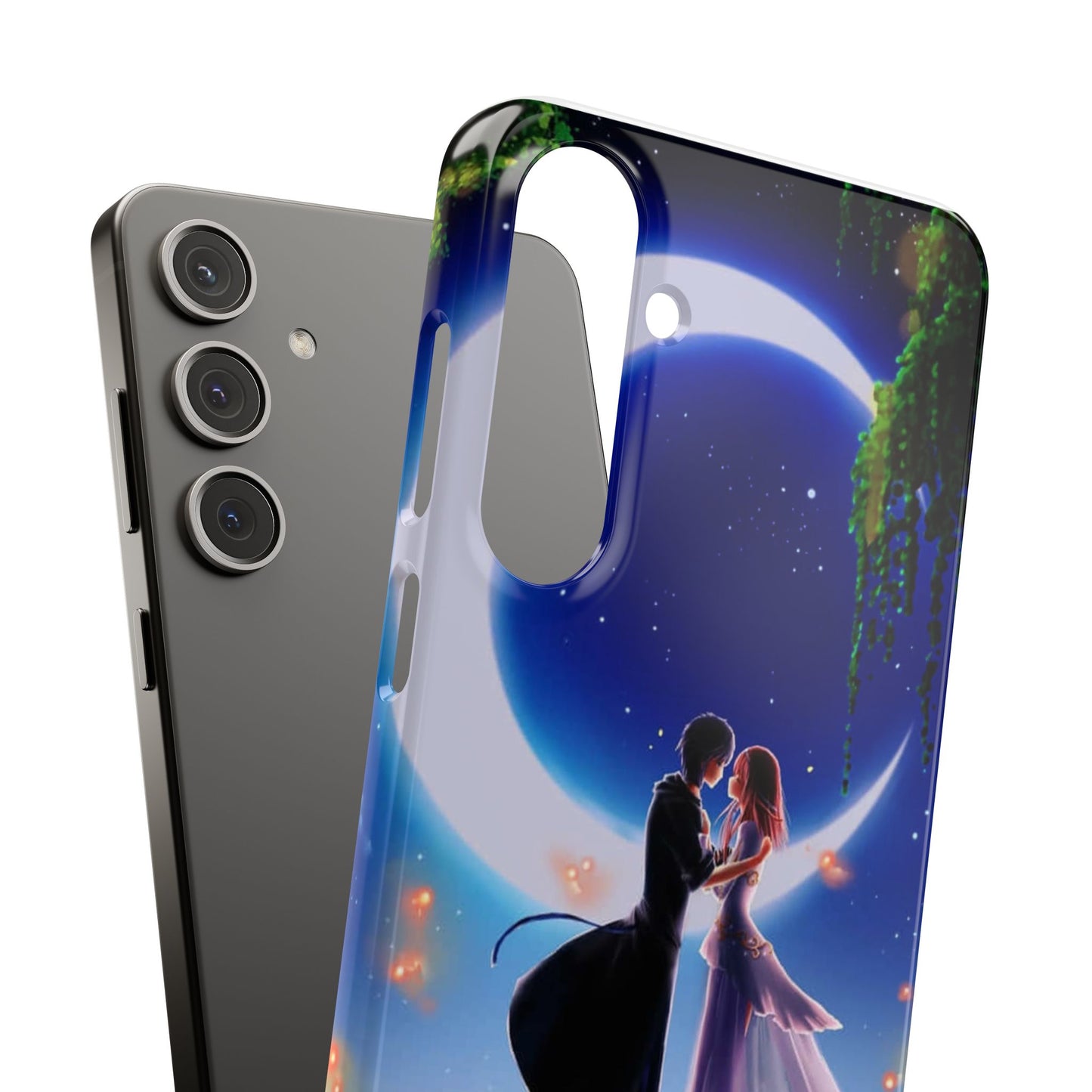 Moonlit Lovers Scene with Crescent Moon Case
