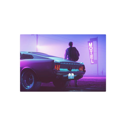 Metal Art Sign - Retro Neon Car