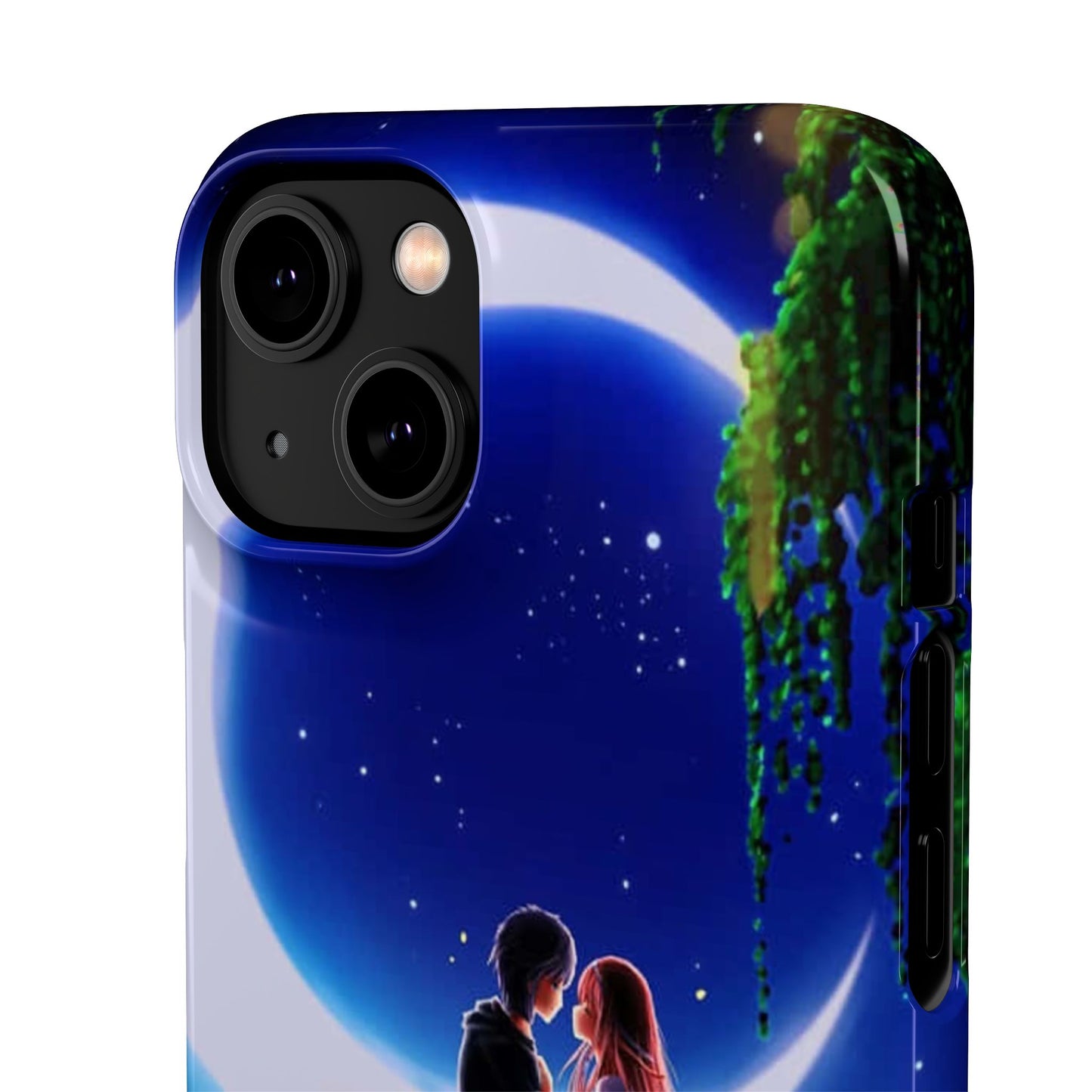 Moonlit Lovers Scene with Crescent Moon Case