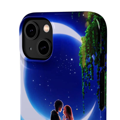 Moonlit Lovers Scene with Crescent Moon Case