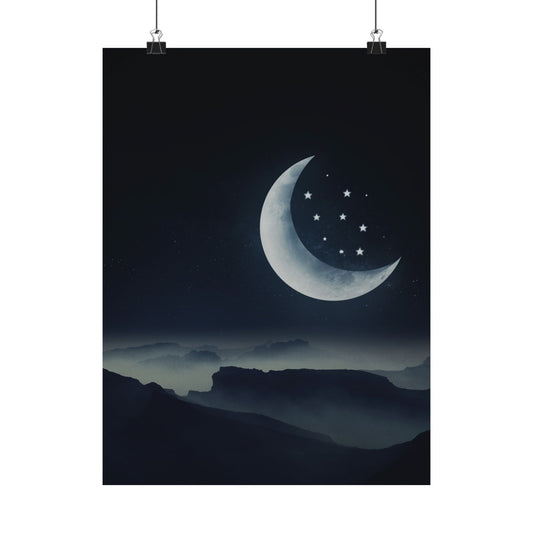 Posters - Moon and Star Matte Wall Art for Modern Living Spaces and Collectors