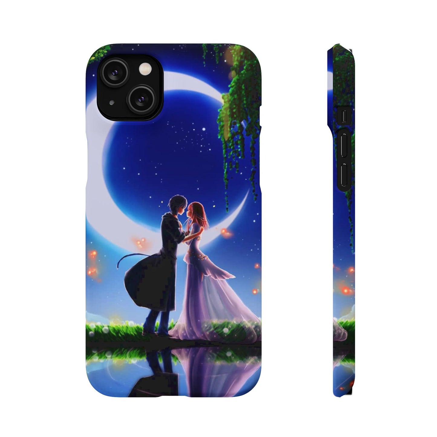 Moonlit Lovers Scene with Crescent Moon Case