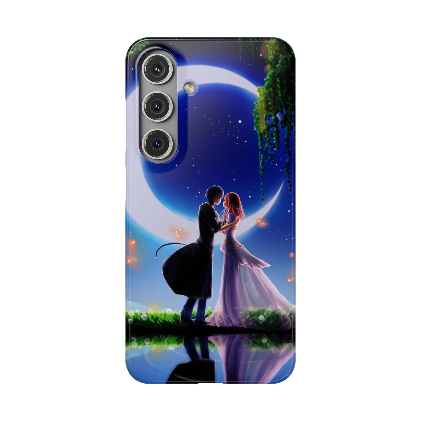 Moonlit Lovers Scene with Crescent Moon Case