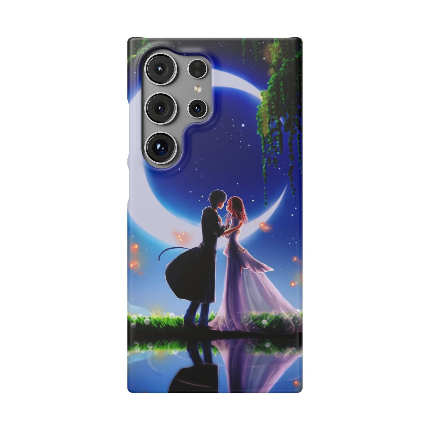 Moonlit Lovers Scene with Crescent Moon Case