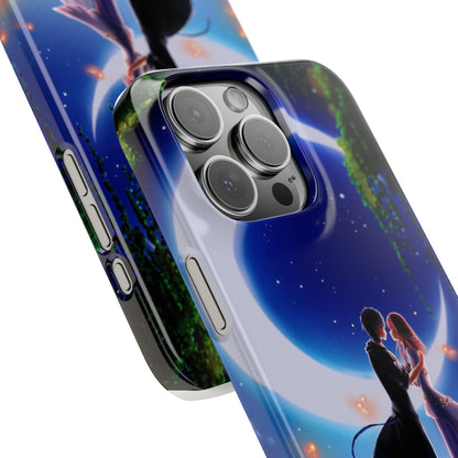 Moonlit Lovers Scene with Crescent Moon Case