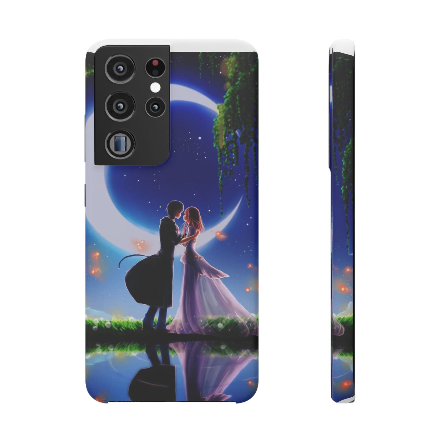 Moonlit Lovers Scene with Crescent Moon Case