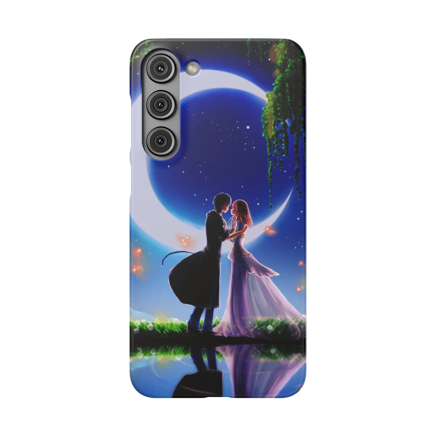Moonlit Lovers Scene with Crescent Moon Case