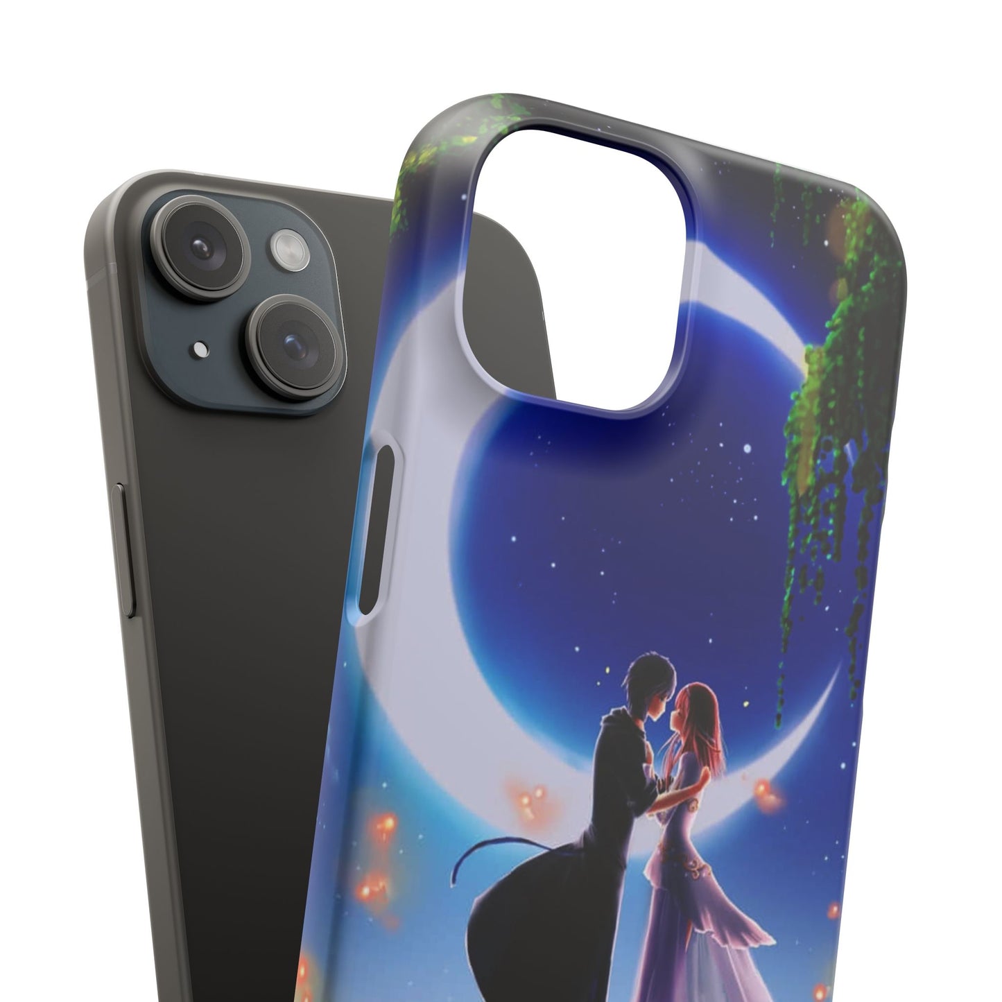 Moonlit Lovers Scene with Crescent Moon Case
