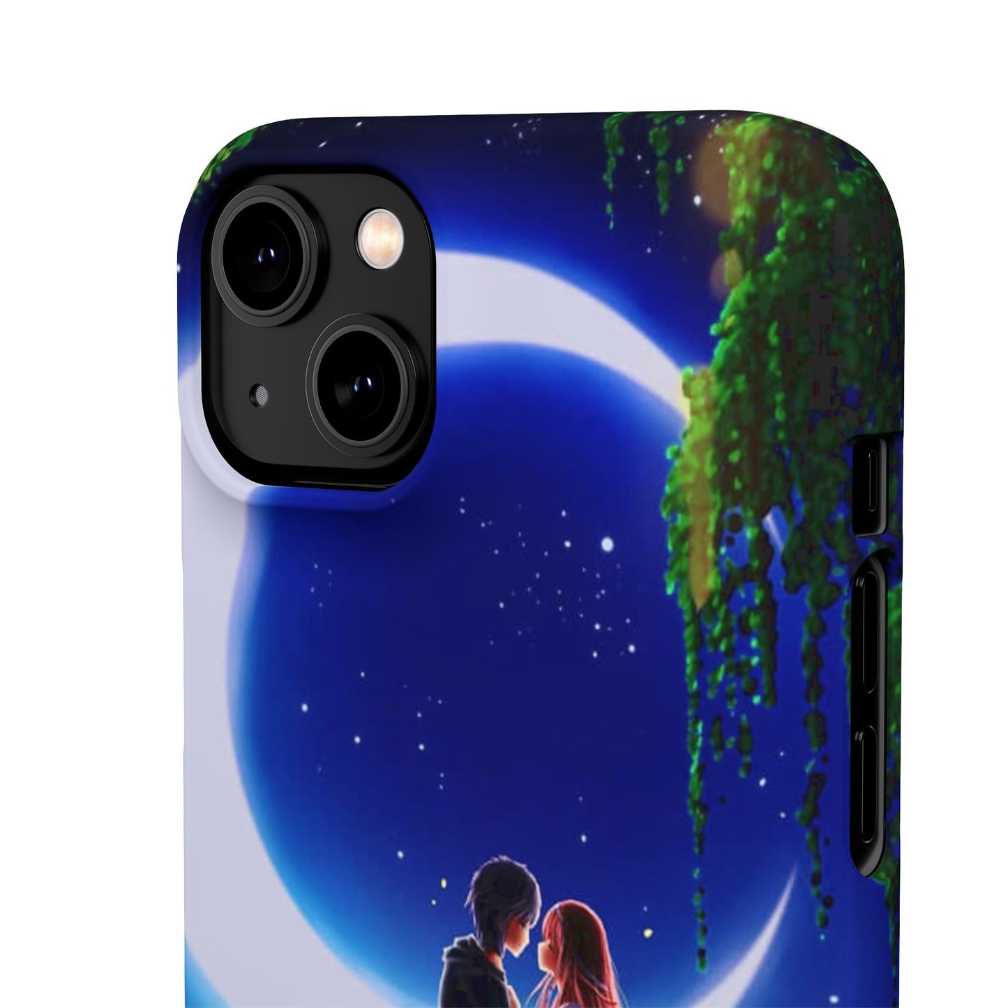 Moonlit Lovers Scene with Crescent Moon Case