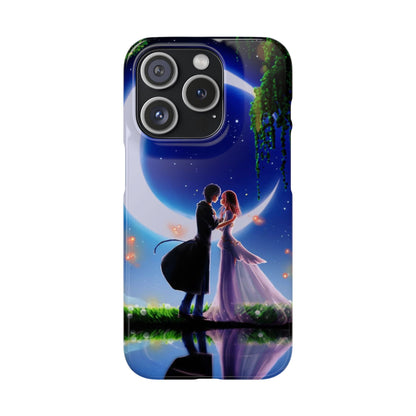 Moonlit Lovers Scene with Crescent Moon Case