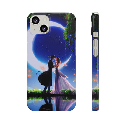 Moonlit Lovers Scene with Crescent Moon Case