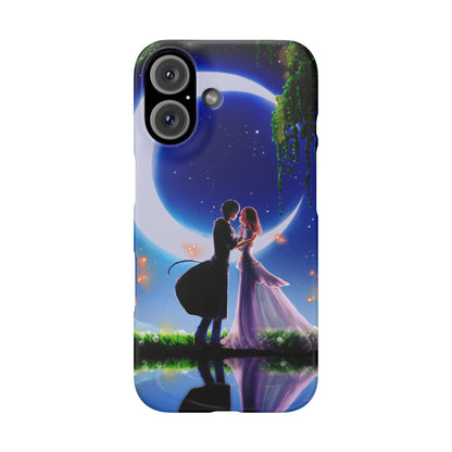 Moonlit Lovers Scene with Crescent Moon Case